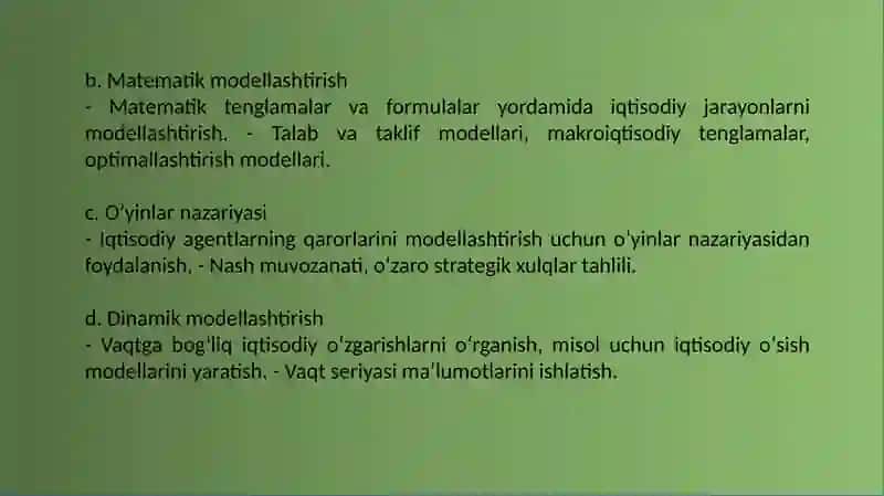 Iqtisodiyot nazariyasi fanining zamonaviy tadqiqot uslublari 4