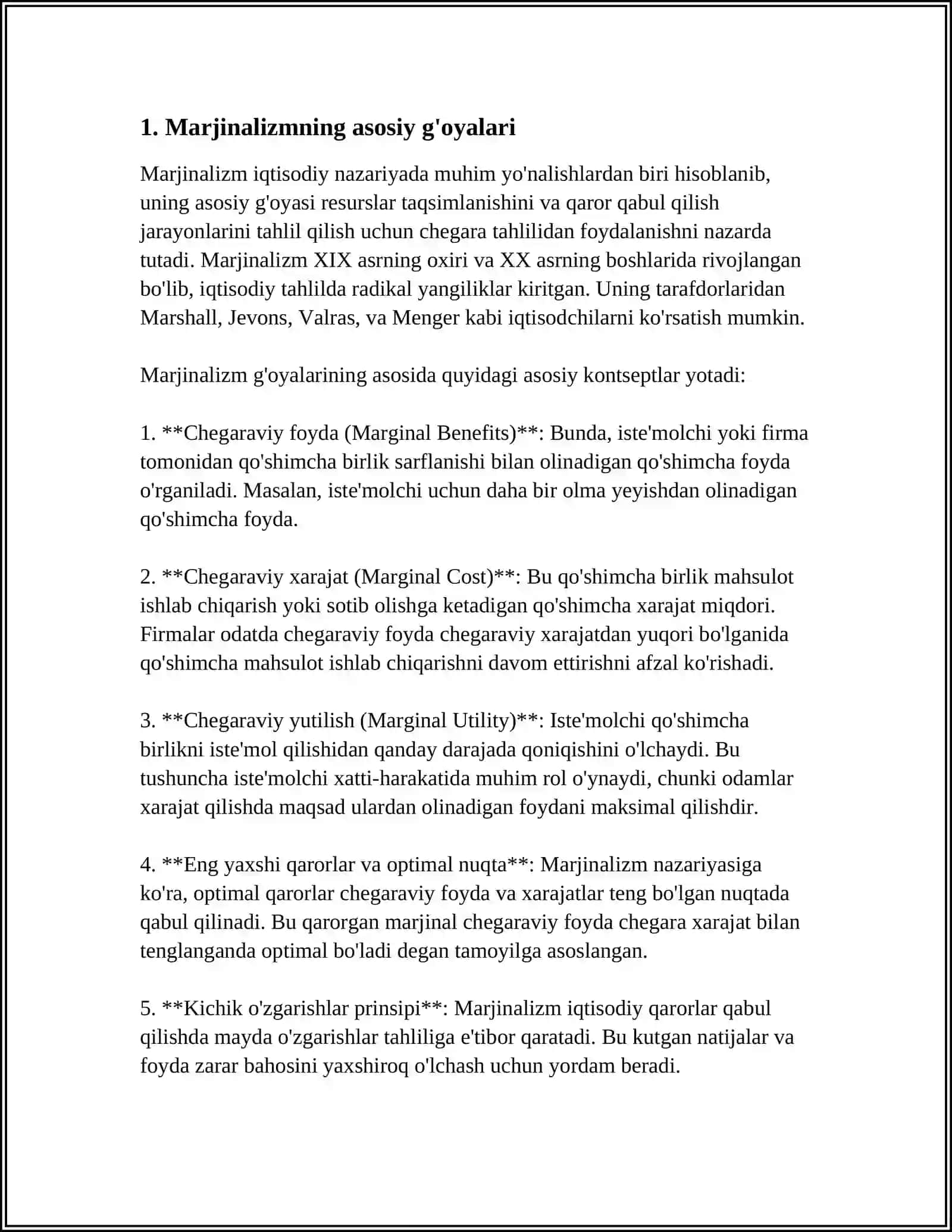 MARJINALIZM TA'LIMOTI VA NEOKLASSIK IQTISODIY MAKTABLAR 4