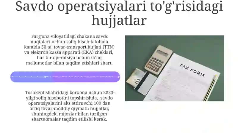 Soliq hisob-kitobi va to'lovi uchun zarur bo'lgan hujjatlar 4