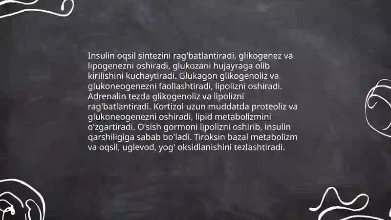 Metabolizm funksiyasini gormonlar bilan boshqarish 4