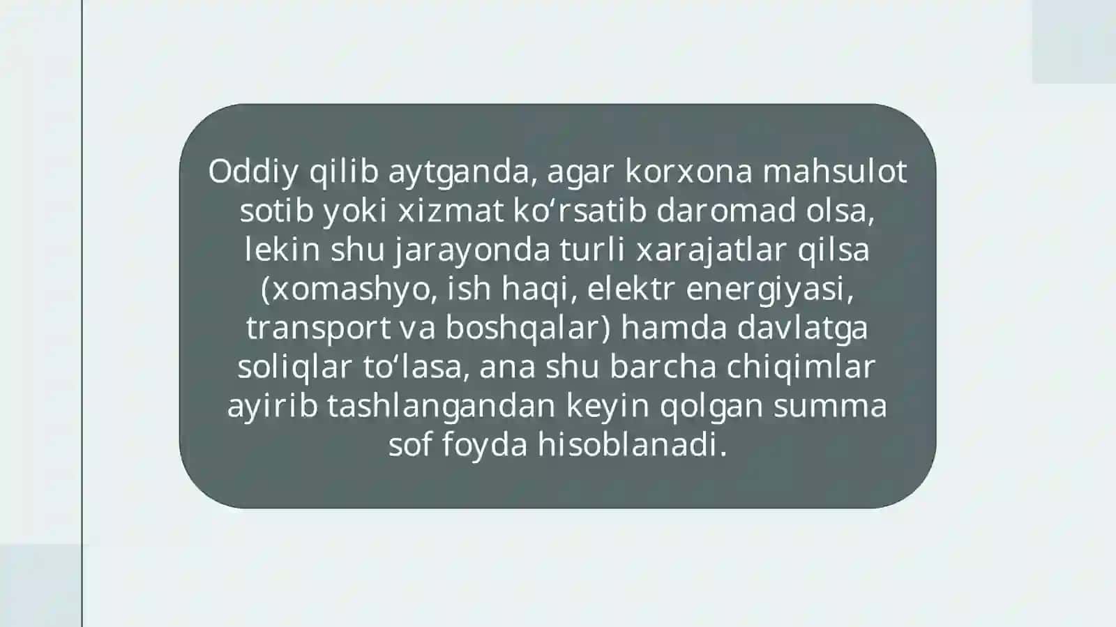 Sof foyda va unga ta'sir etuvchi omillar 4
