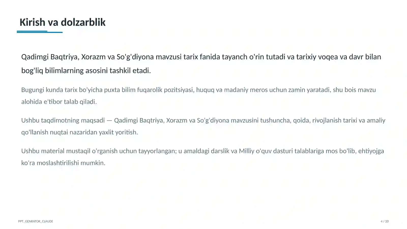 Qadimgi Baqtriya, Xorazm va So'g'diyona (6-sinf) 4