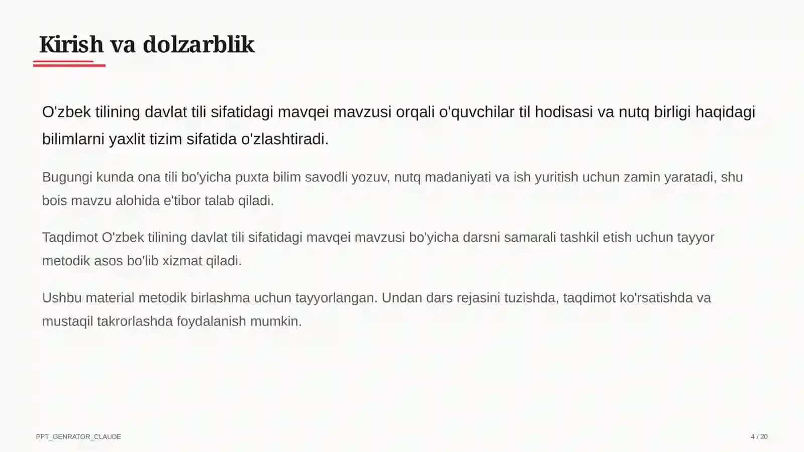 O'zbek tilining davlat tili sifatidagi mavqei (11-sinf) 4