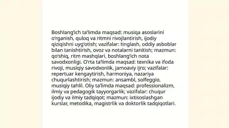 Musiqiy taʼlimning maqsad, vazifalari va mazmuni 4