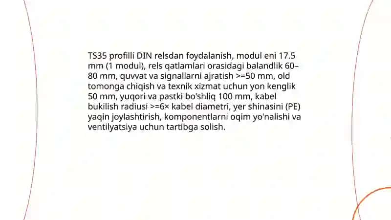 Kichik oʻlchamli shchitlarda asboblar va avtomatlashtirishning texnik vositalarni joylashtirish 4