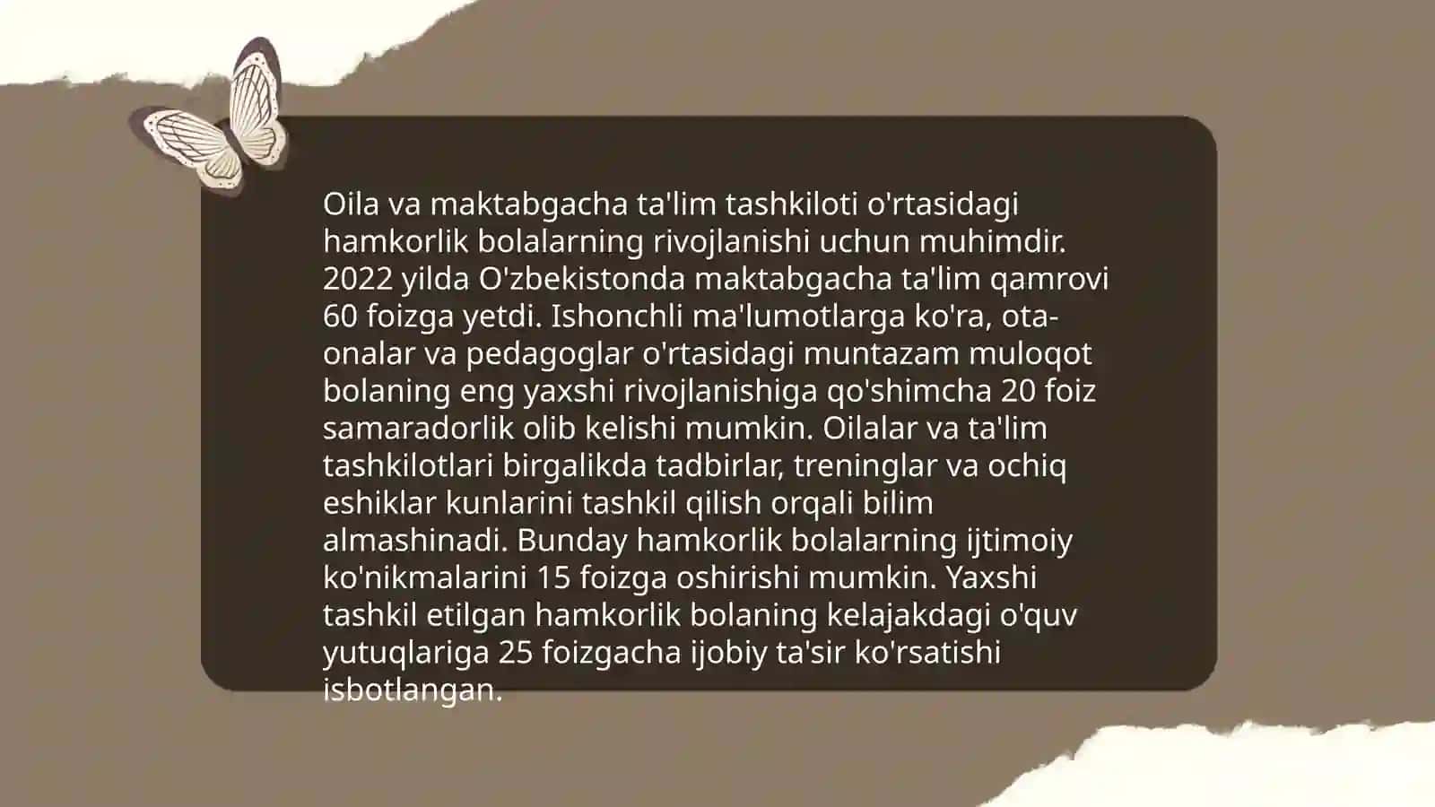 Maktabgacha talim tashkiloti tarbiyachisi oila tarbiyachisiga doir tajribadagi ijobiy ishlarni rejalashtirish 4
