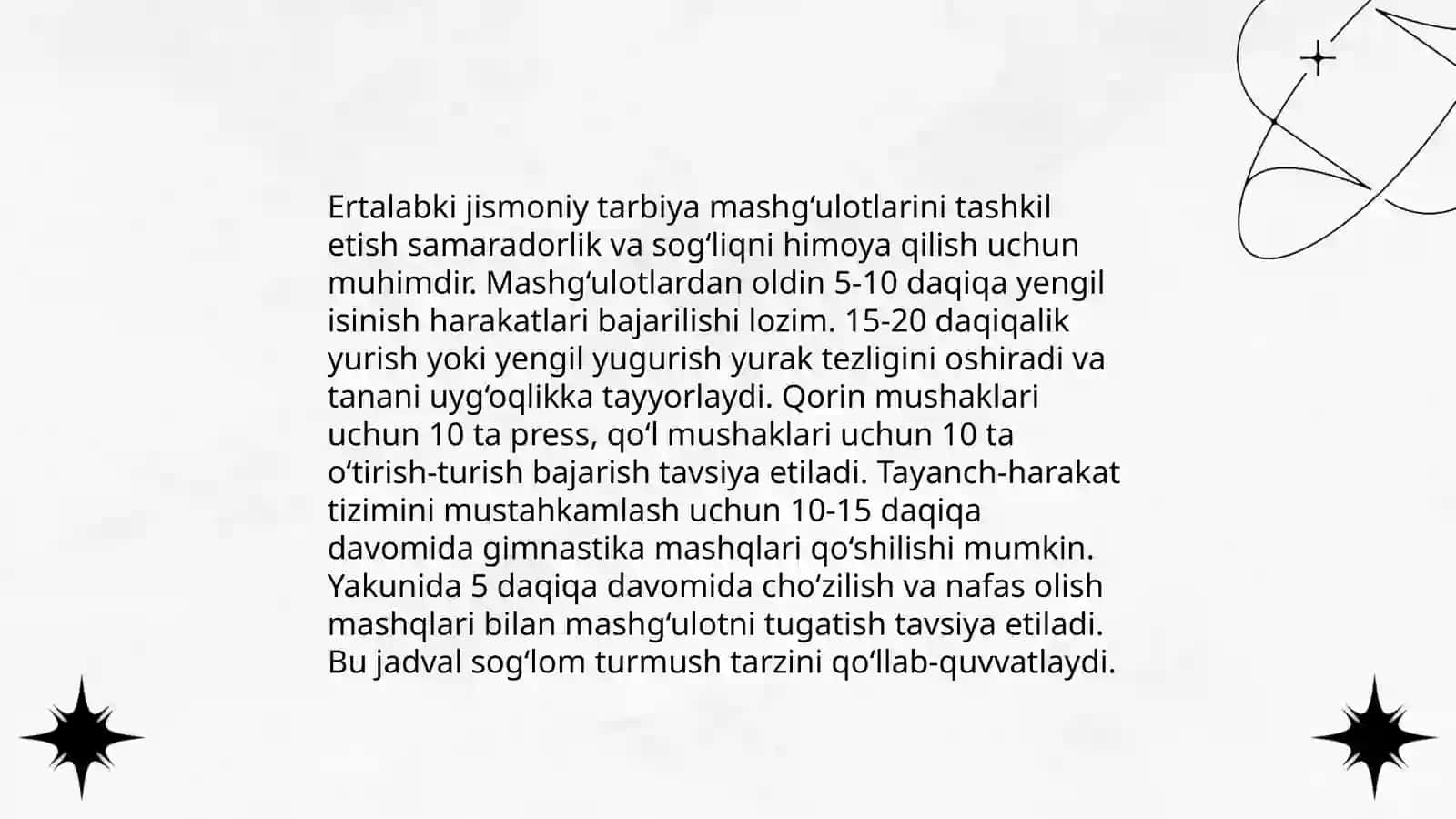 Jismoniy rivojlanishi mashqlari 4