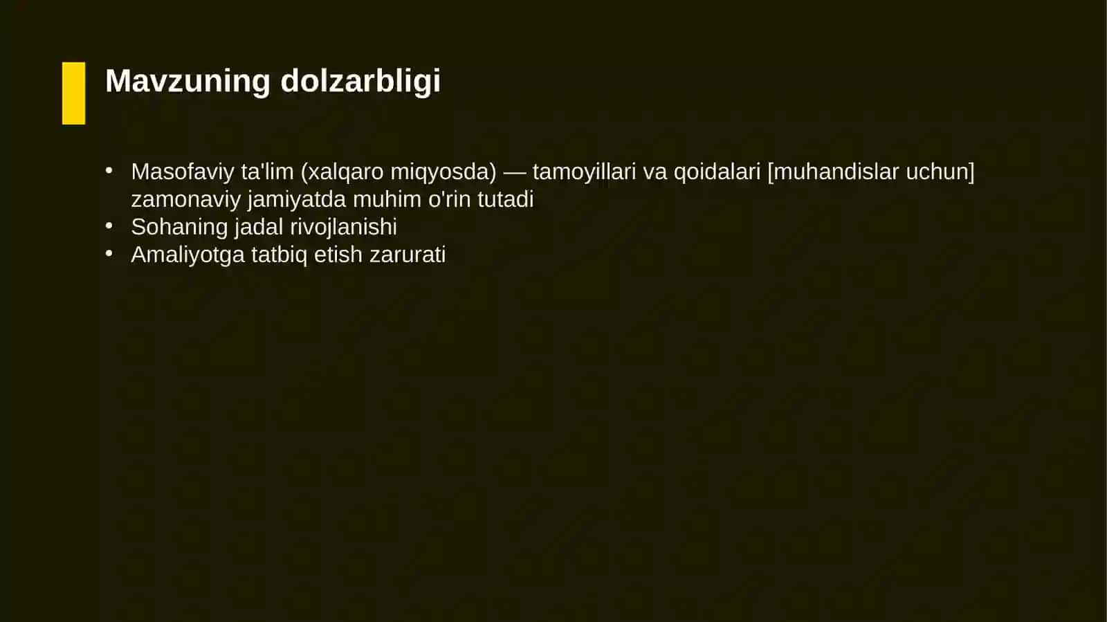 Masofaviy ta'lim (xalqaro miqyosda) — tamoyillari va qoidalari [muhandislar uchun] 4