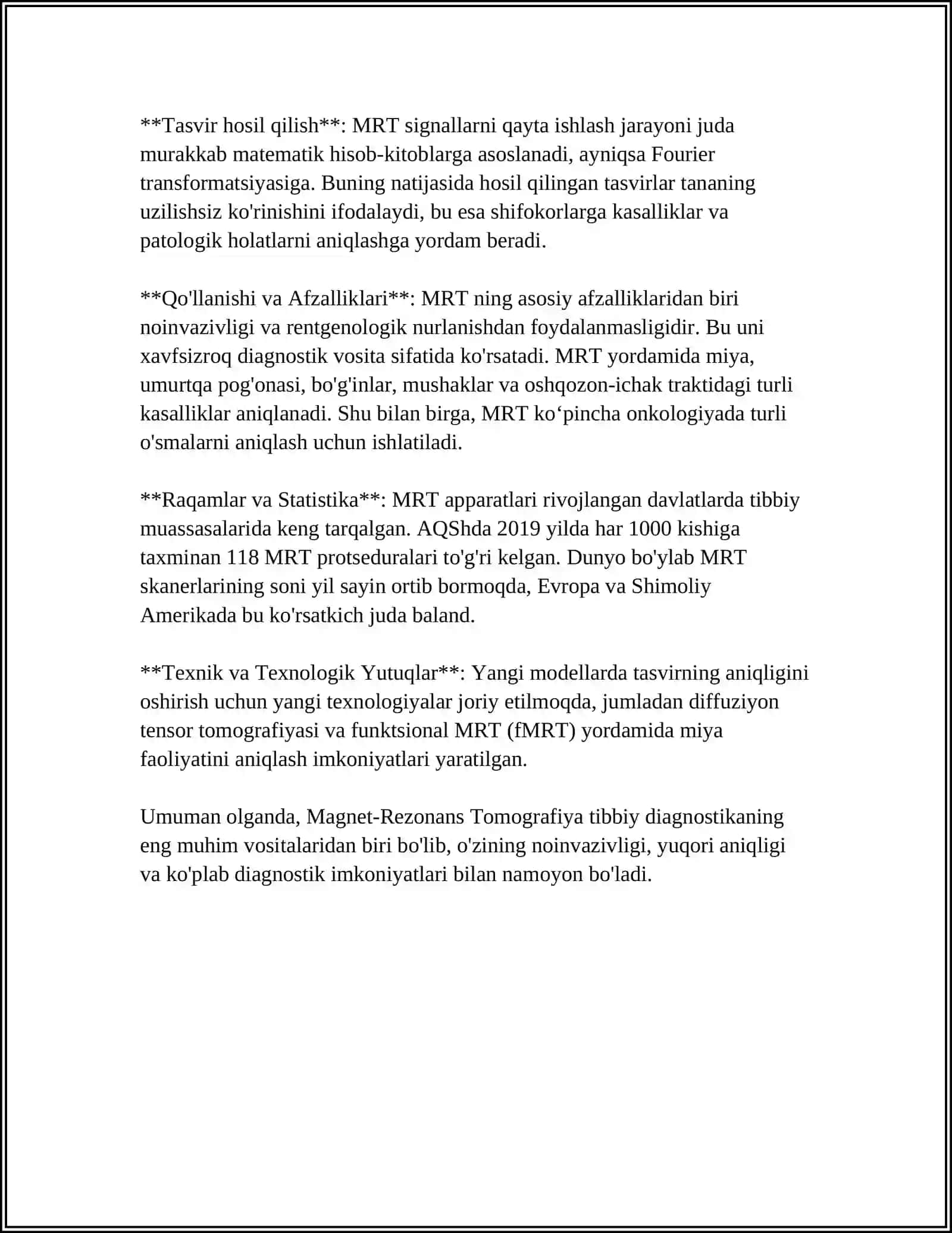 MUSTAQIL ISH Mavzu: MAGNIT -REZONANS TOMOGRAFIYANING FIZIK ASOSLARI.ELASTOGRAFIYA ASOSLARI 4