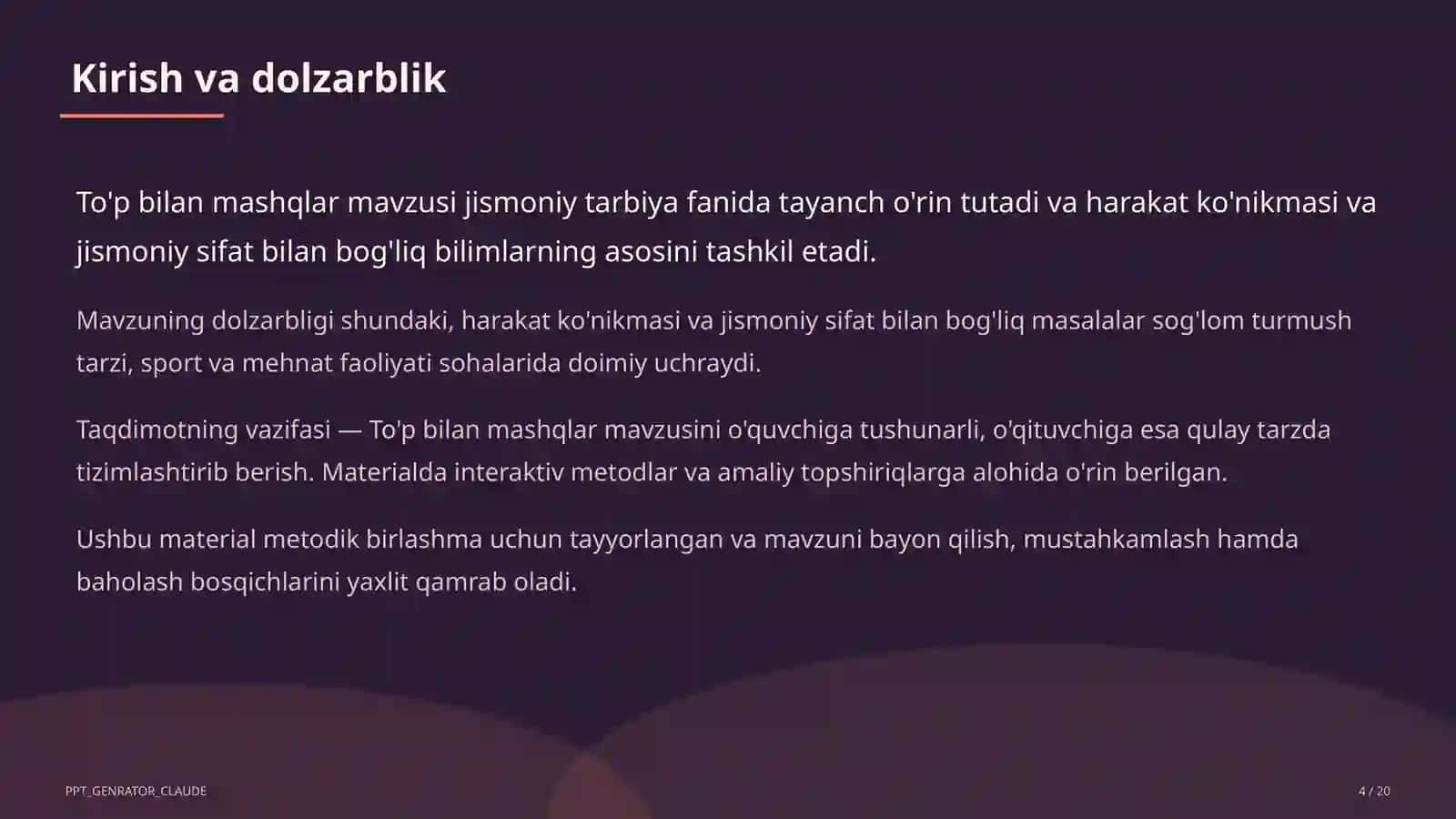 To'p bilan mashqlar (2-sinf) 4