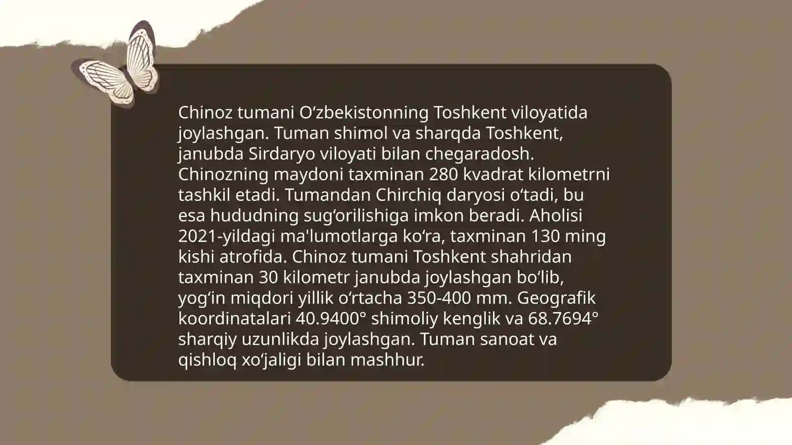 Chinoz tumanining qishloqlari haqida 4
