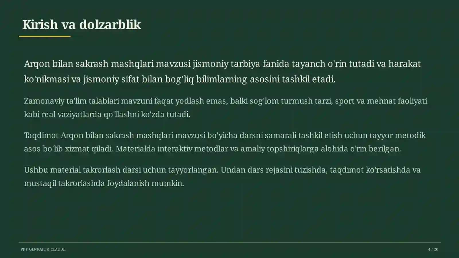 Arqon bilan sakrash mashqlari (3-sinf) 4