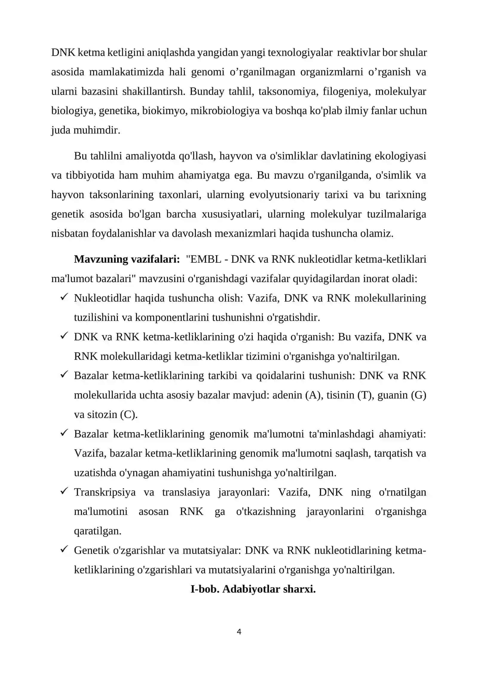 Bioinformatika fanidan 4