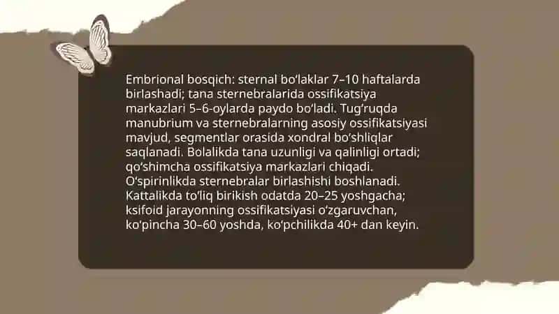 Qovurgʻalar toʻsh suyagi va koʻkrak qafasi ularning yoshga doing xususiyatlari 4