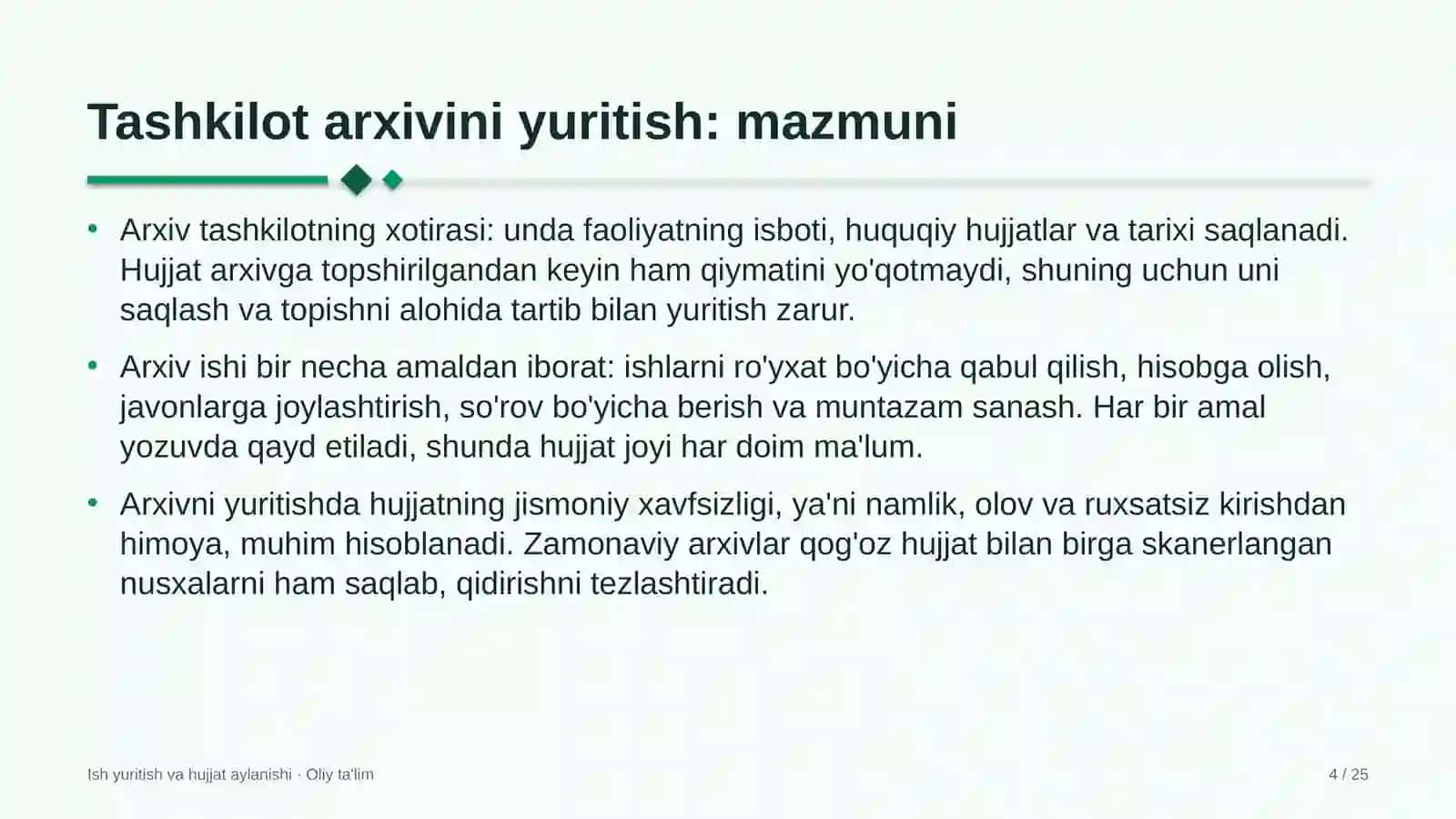 Shakar sanoatida tashkilot arxivini yuritish 4