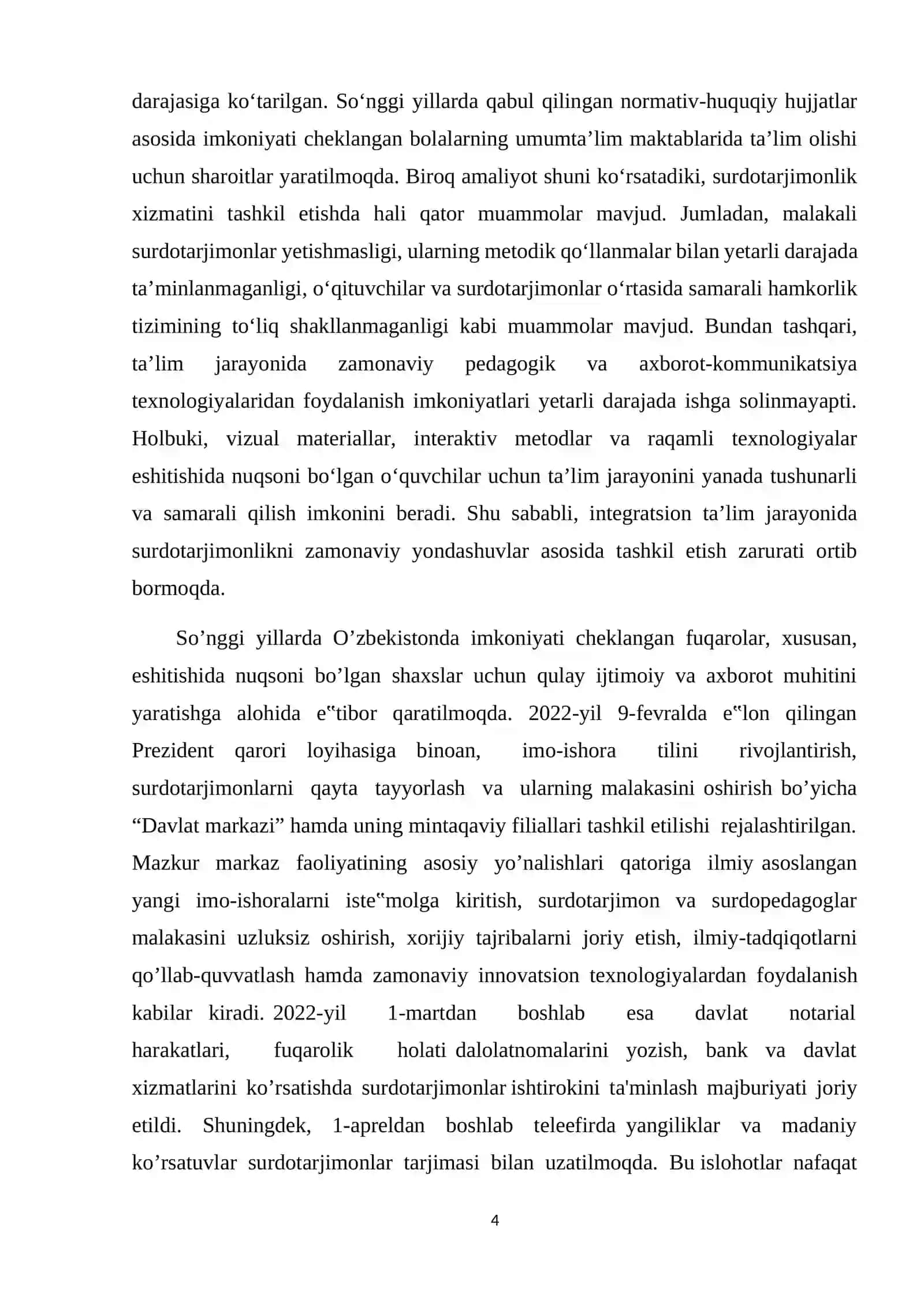 Kurs ishi: Umumta'lim maktablarida integratsion ta'lim jarayonida surdotarjimonlik 4