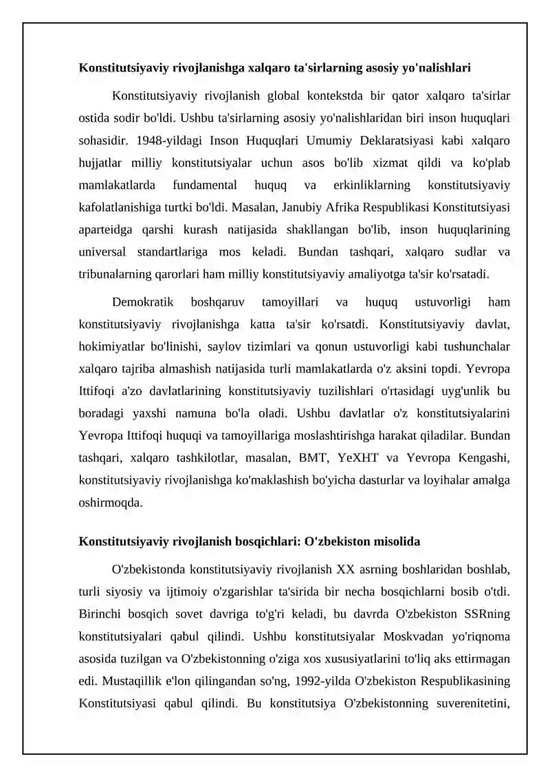 Konstitutsiyada jahon konstitutsiyaviy rivojlanish tajribalari 4