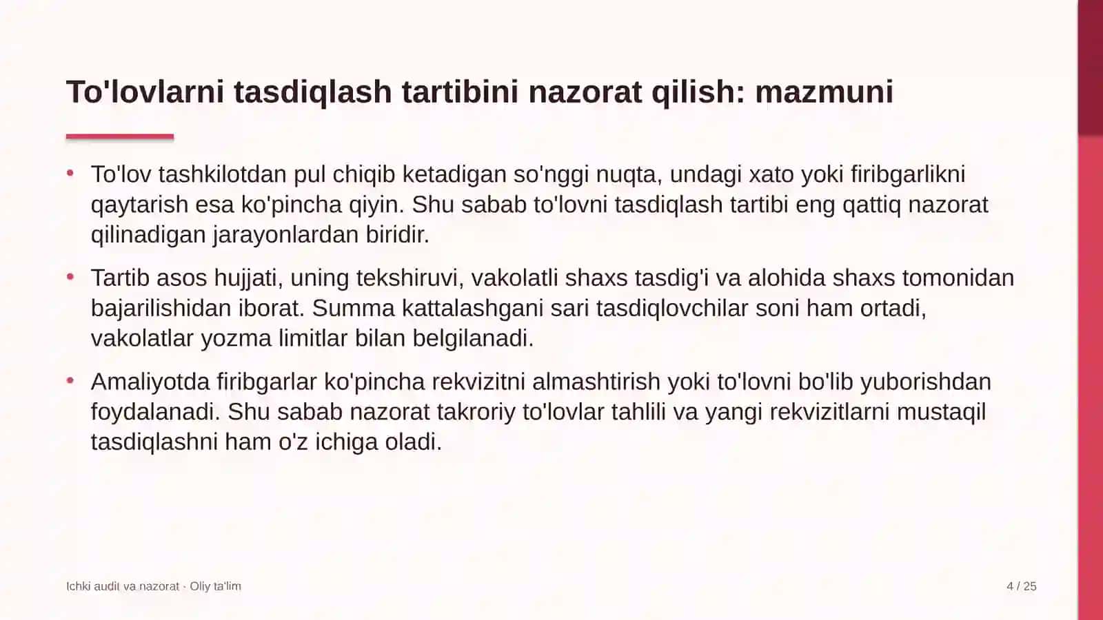 dublyaj studiyalarida to'lovlarni tasdiqlash tartibini nazorat qilish 1053 4
