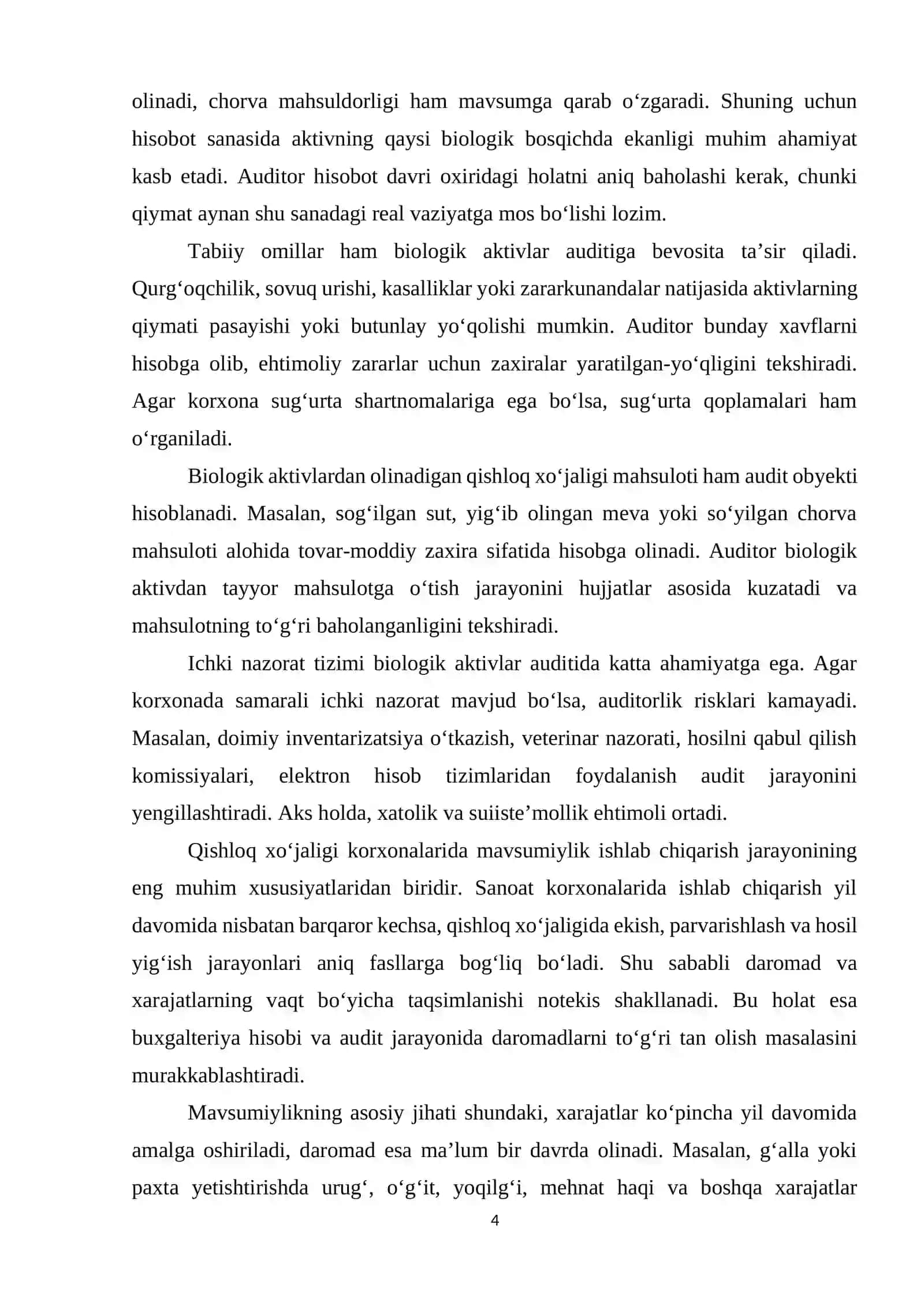 Qishloq xo'jaligi korxonalarida audit o'tkazishning xususiyatlari 4