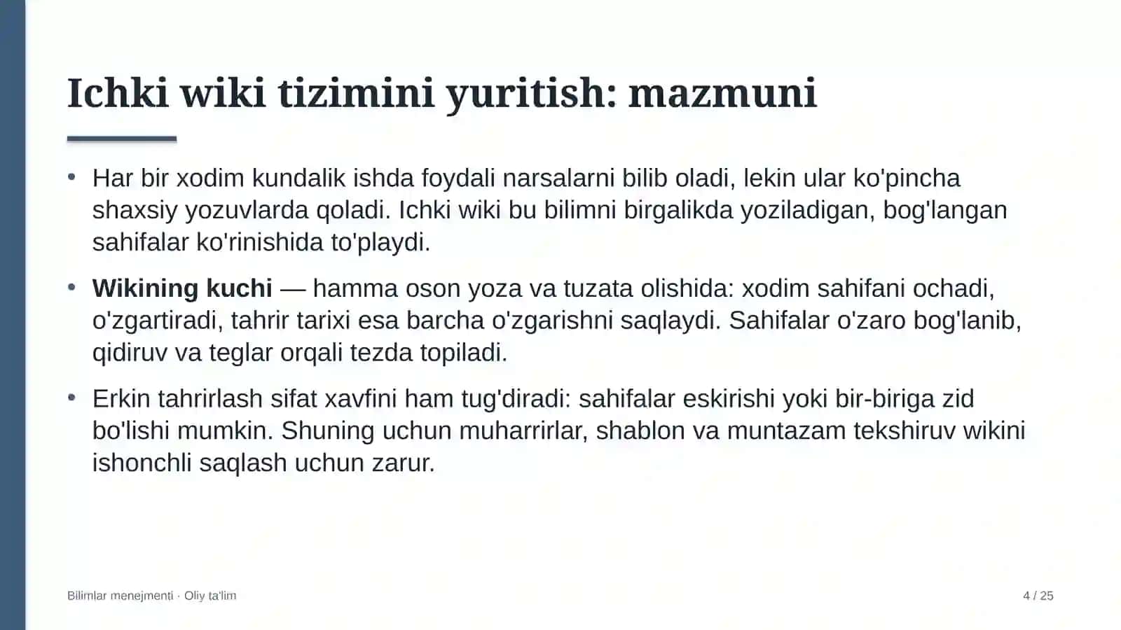 Veb-ishlab chiqish studiyalarida ichki wiki tizimini yuritish 4