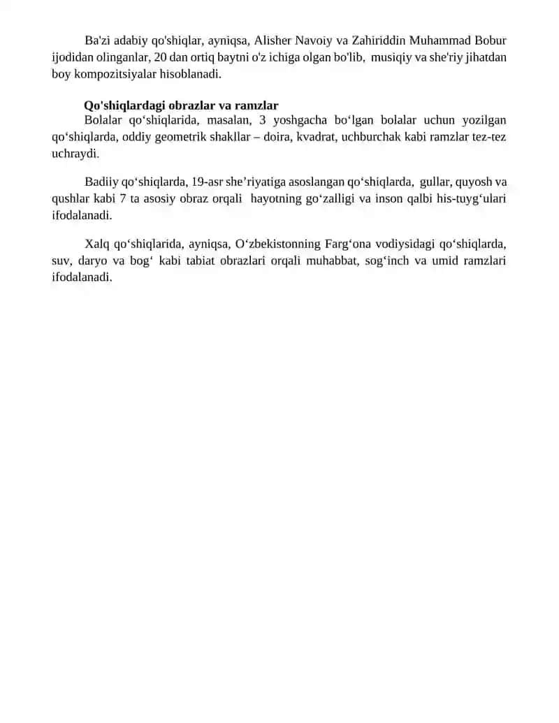 Bolalar qo'shiqlari. Xalq qo'shiqlari va Adabiy qo'shiqlar 4