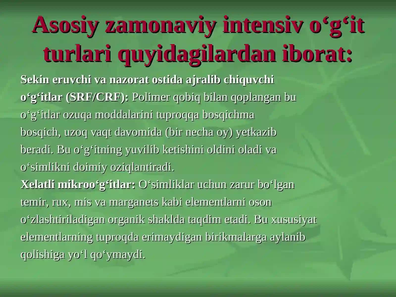 Zamonaviy intensiv o'g'itlar 4