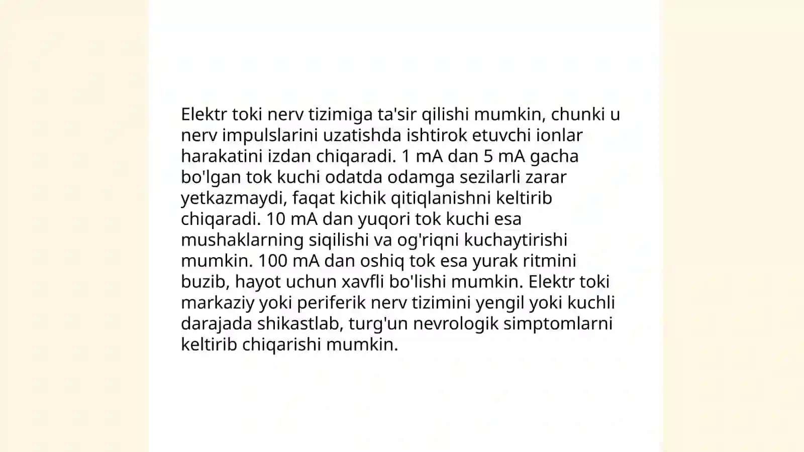 Elektr tokining organizimga ta'siri 4