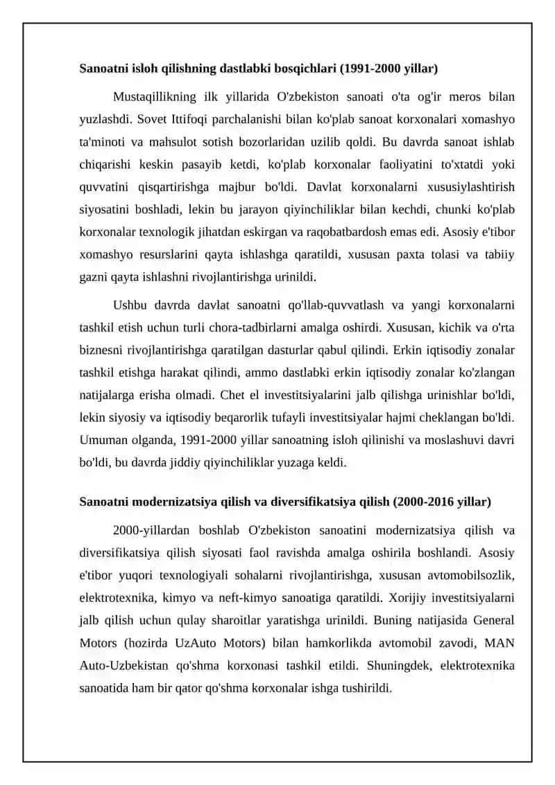 Mustaqillik yillarida sanoat saxosidagi ôzgarishlar 4