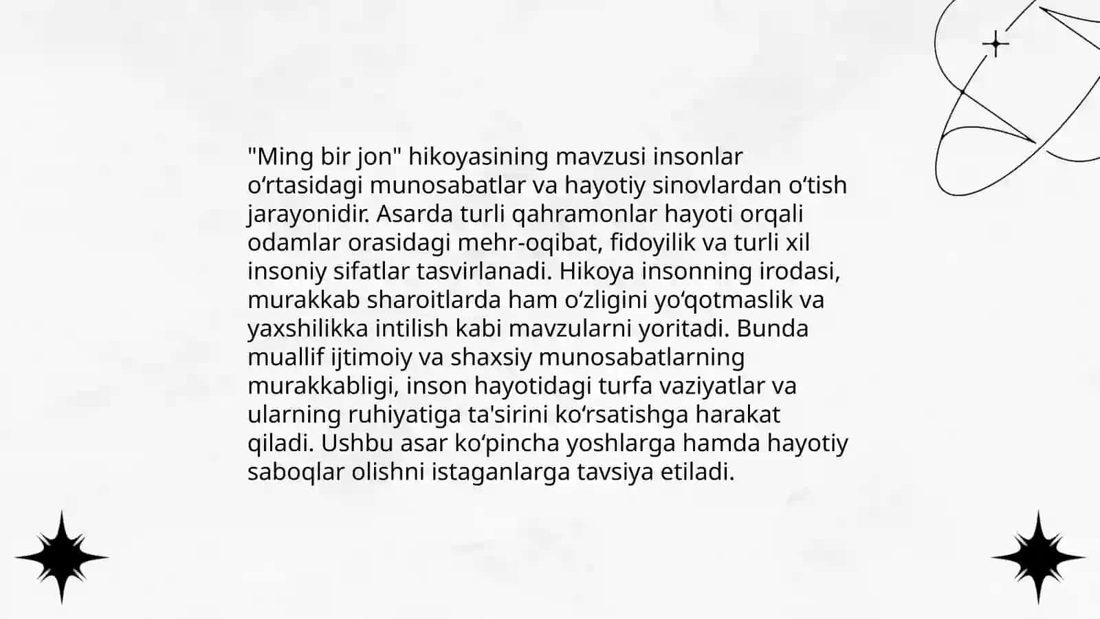 Abdulla Qahhorning "Ming bir jon " hikoyasi uslubiy tahlili 4