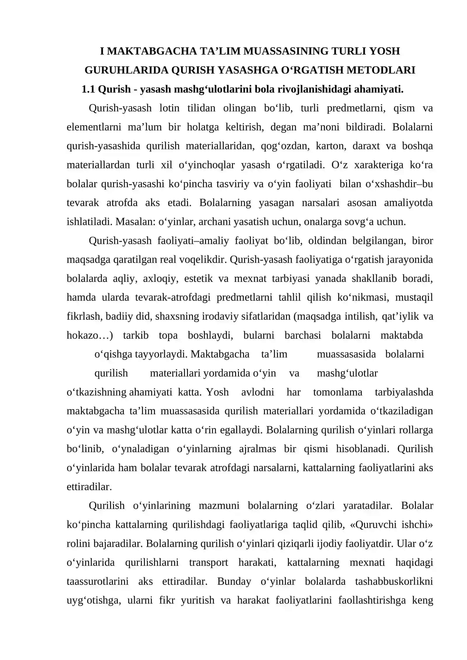 TURLI YOSH GURUH BOLALARI UCHUN QURILISH VA KONSTRUKSIYALASH FAOLIYATLARINI LOYIHALASHTIRISH 4