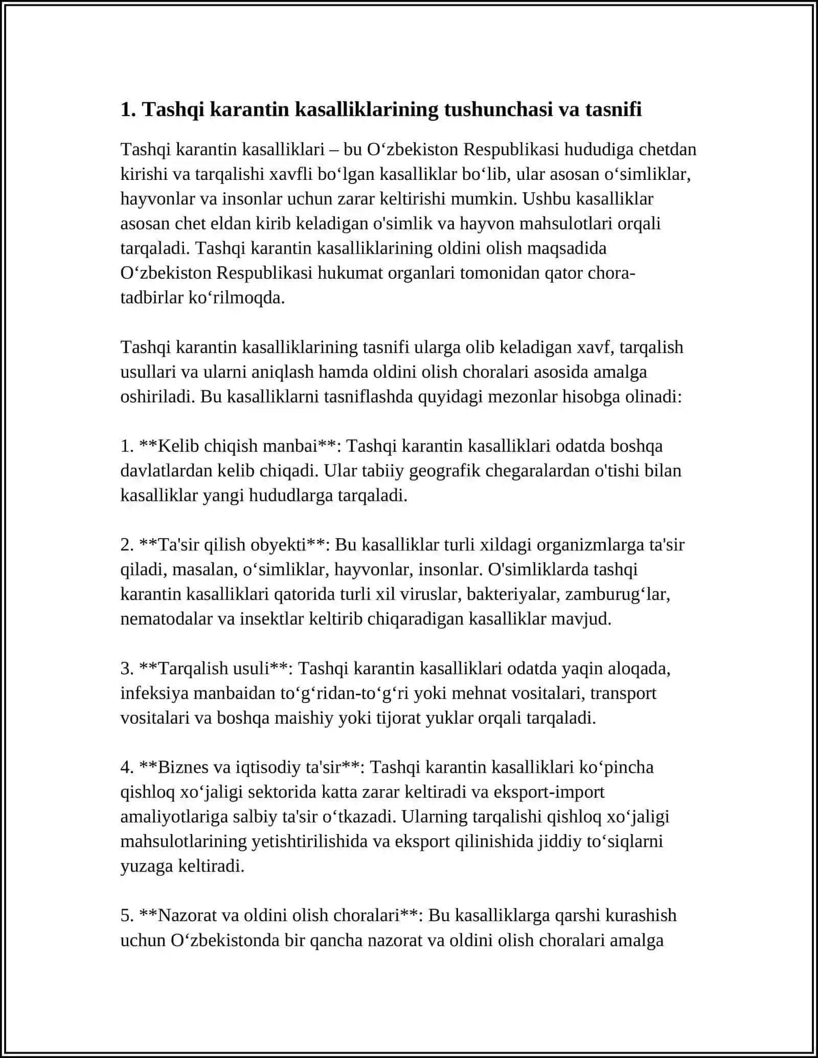 O‘zbekiston Respublikasiga Chetdan Kirib Kelishi Xavfli Bo‘lgan Tashqi Karantin Kasalliklar 4