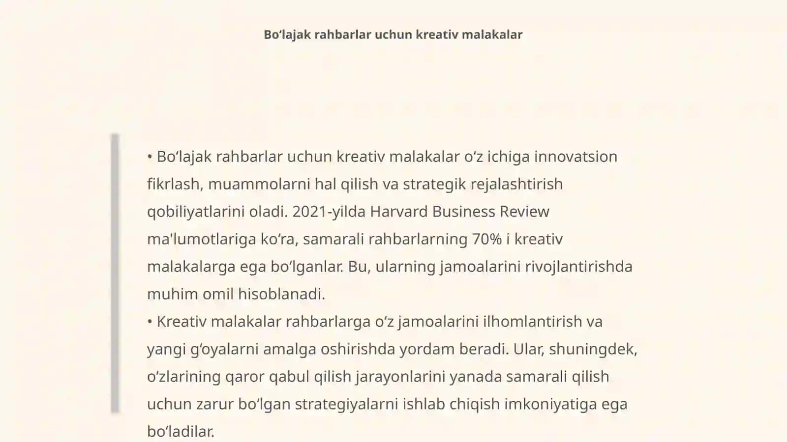 Bo‘lajak rahbarning kreativ malakasini oshirish texnologiyasi 4