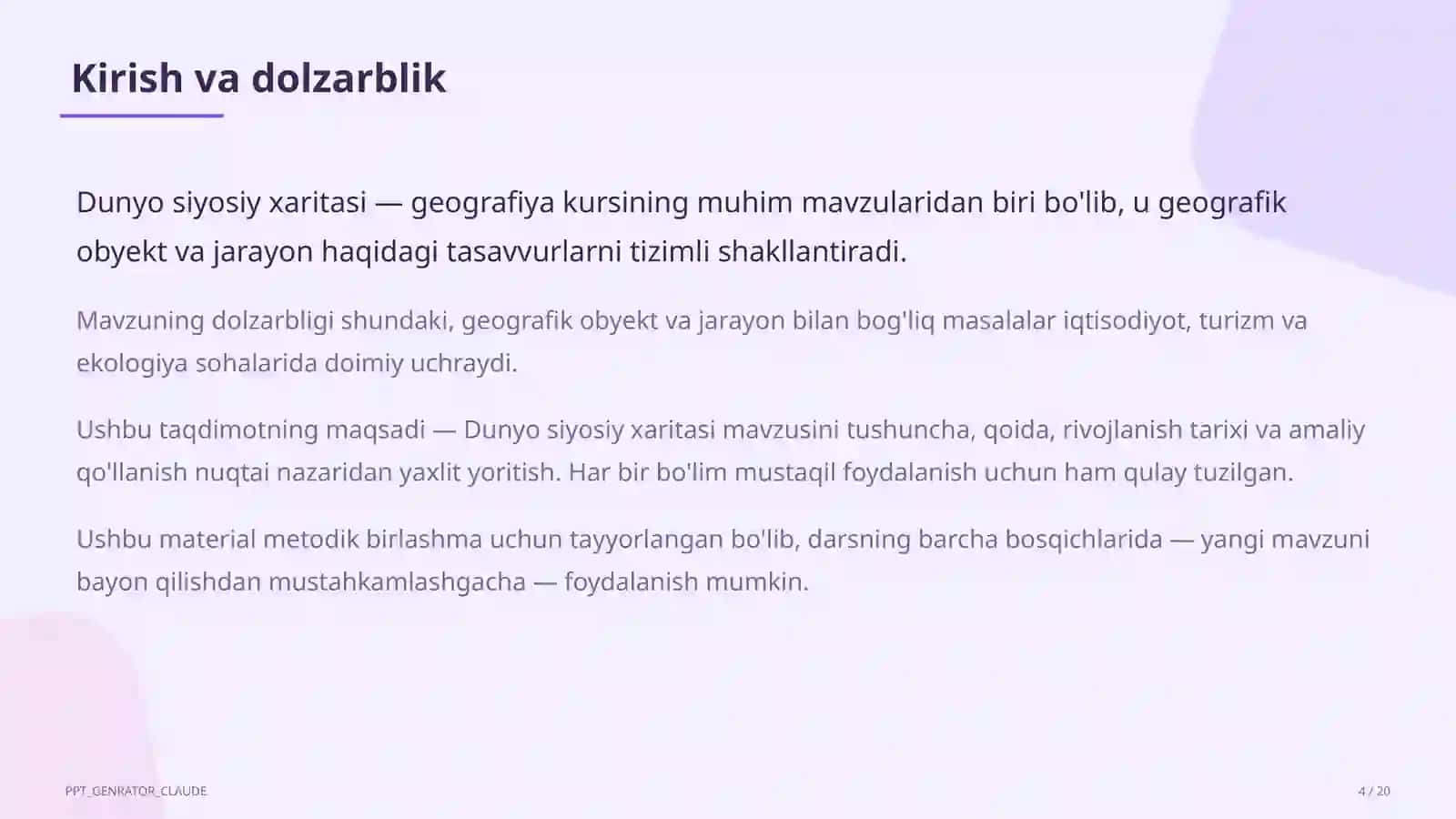 Dunyo siyosiy xaritasi (10-sinf) 4