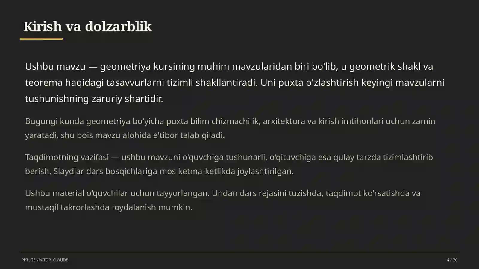 Geometriyaning boshlang'ich tushunchalari: nuqta, to'g'ri chiziq, kesma (7-sinf) 4