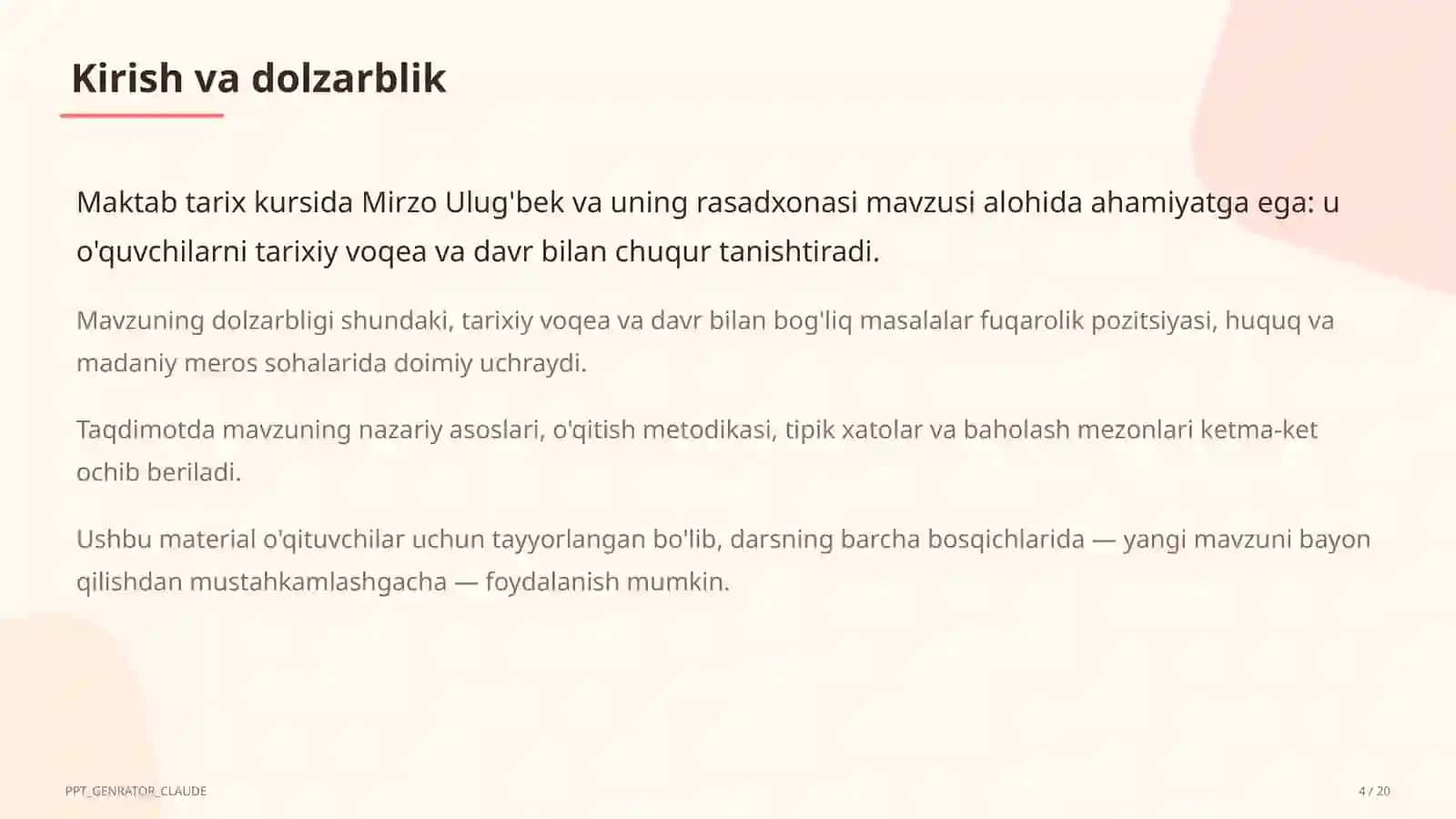 Mirzo Ulug'bek va uning rasadxonasi (5-sinf) 4
