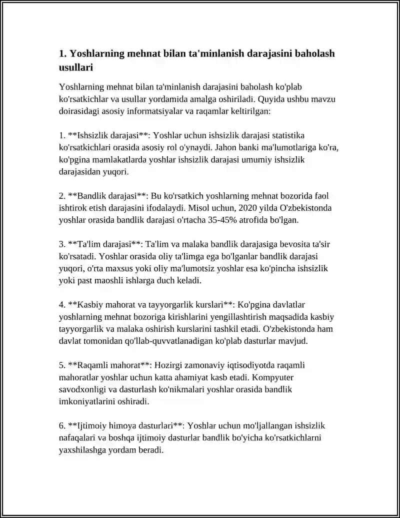YOSHLARNING ISH BILAN TAMINLANISH DARAJASINI ANIQLASH 4