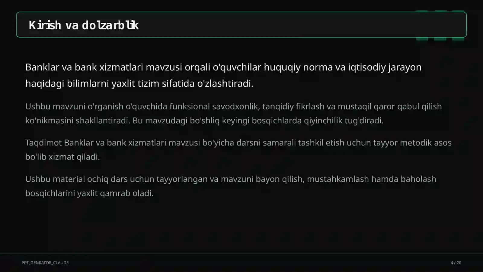 Banklar va bank xizmatlari (10-sinf) 4