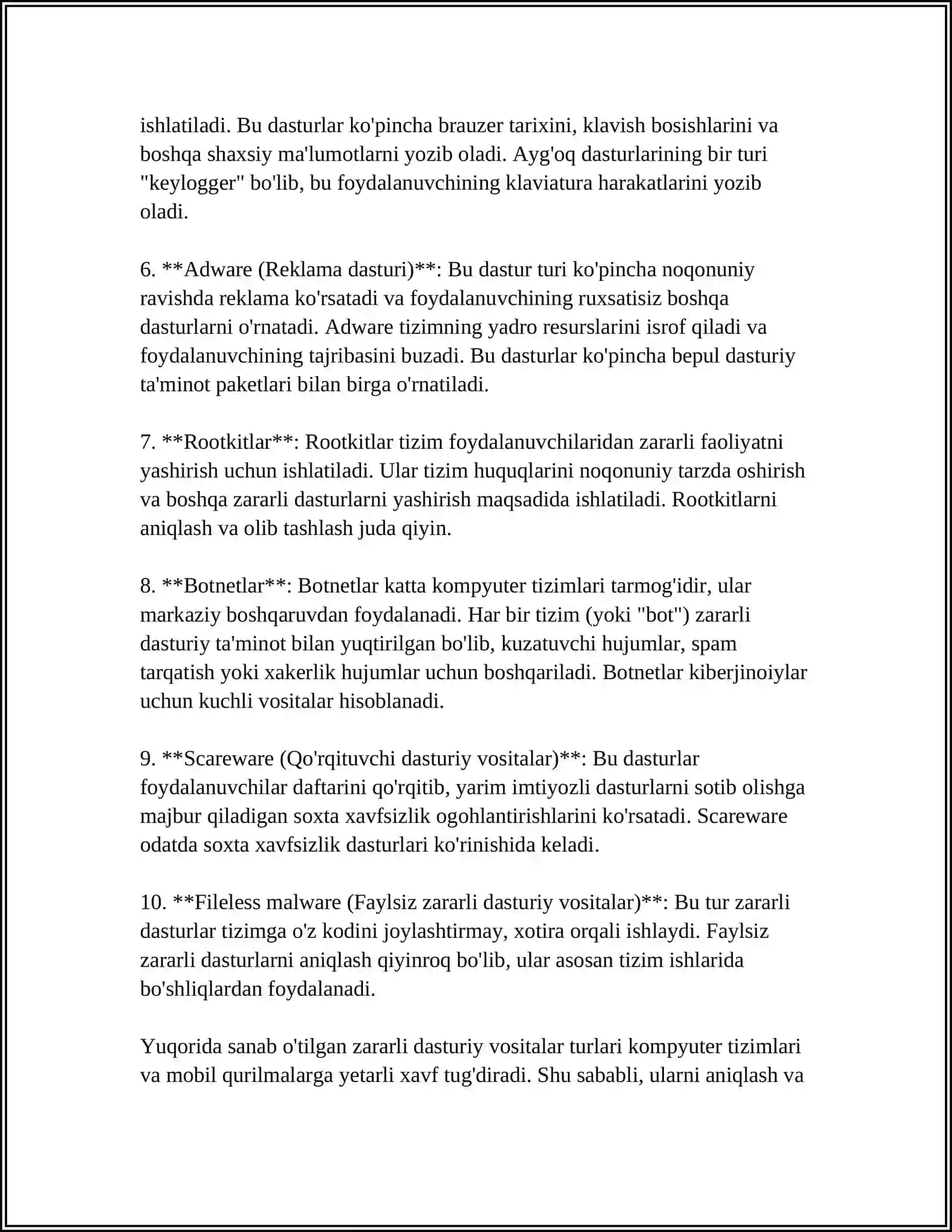 ZARARLI DASTURIY VOSITALARNI KLASSIFIKATSIYASI VA HIMOYA USULLARI 4