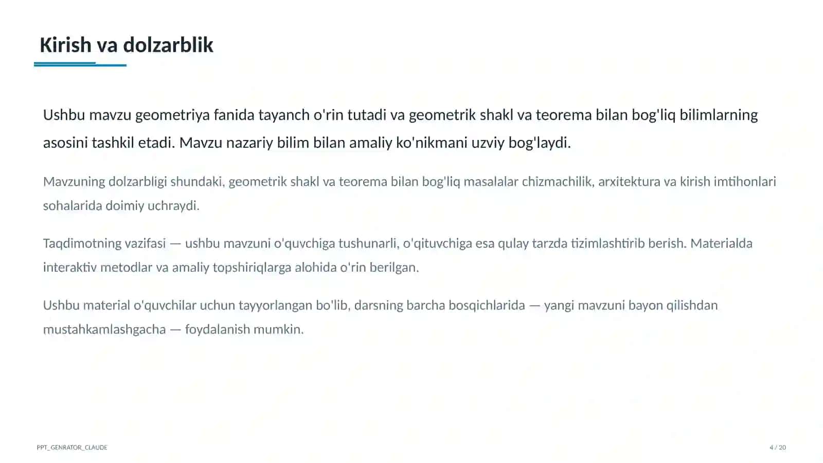 Fazoda to'g'ri chiziq va tekisliklarning parallelligi (10-sinf) 4