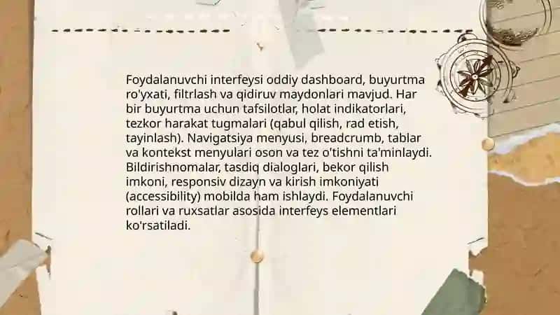 Buyurtmalarni qabul qilishda qo'llaniladigan dasturni o'rganish 4