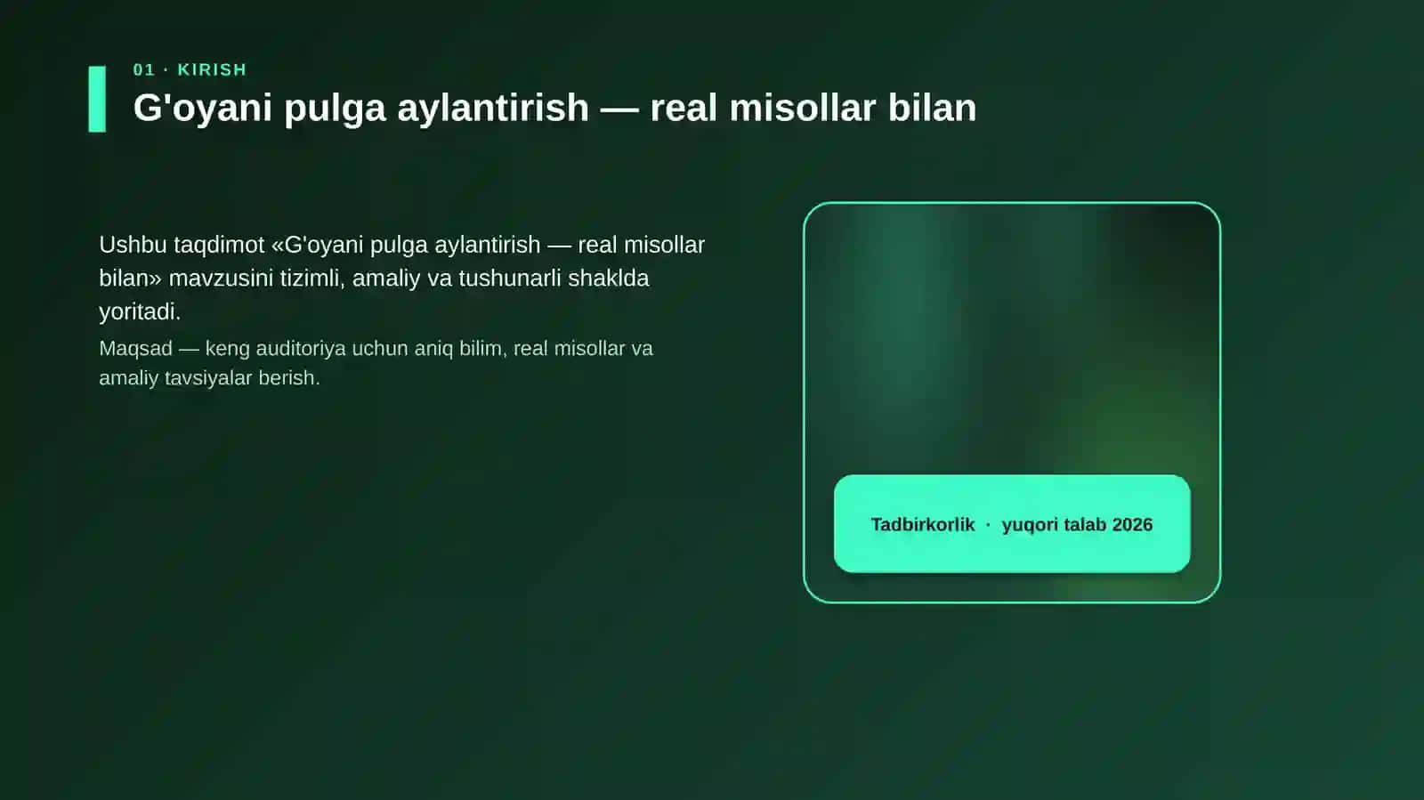 G'oyani pulga aylantirish — real misollar bilan 4