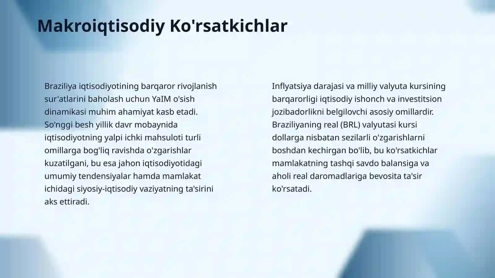 Braziliya federativ respublikasi iqtisodiyoti. Jahon mamlakatlari bilan olib• borayotgan igtisodiy munosabatlari 4