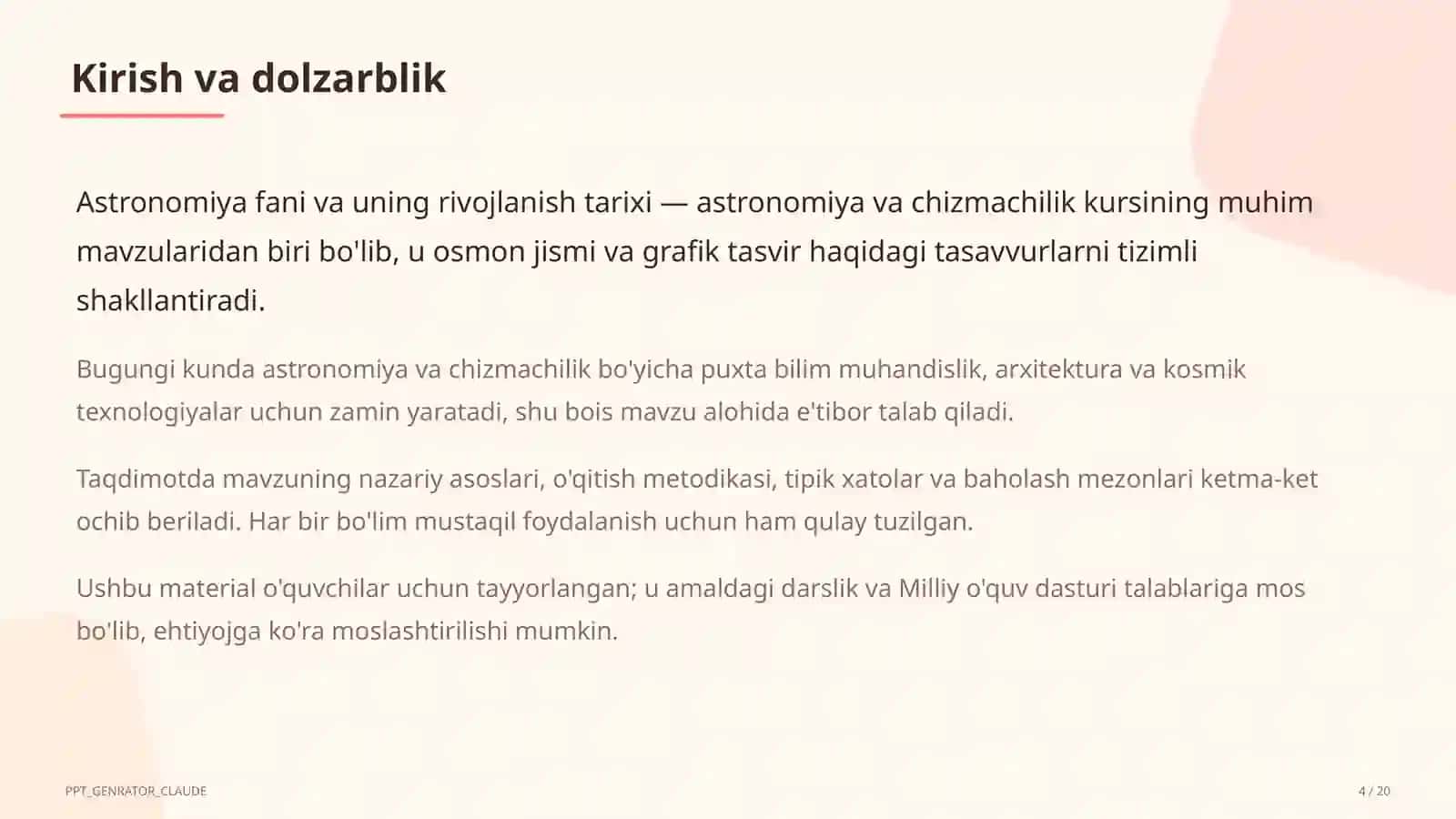 Astronomiya fani va uning rivojlanish tarixi (10-sinf) 4