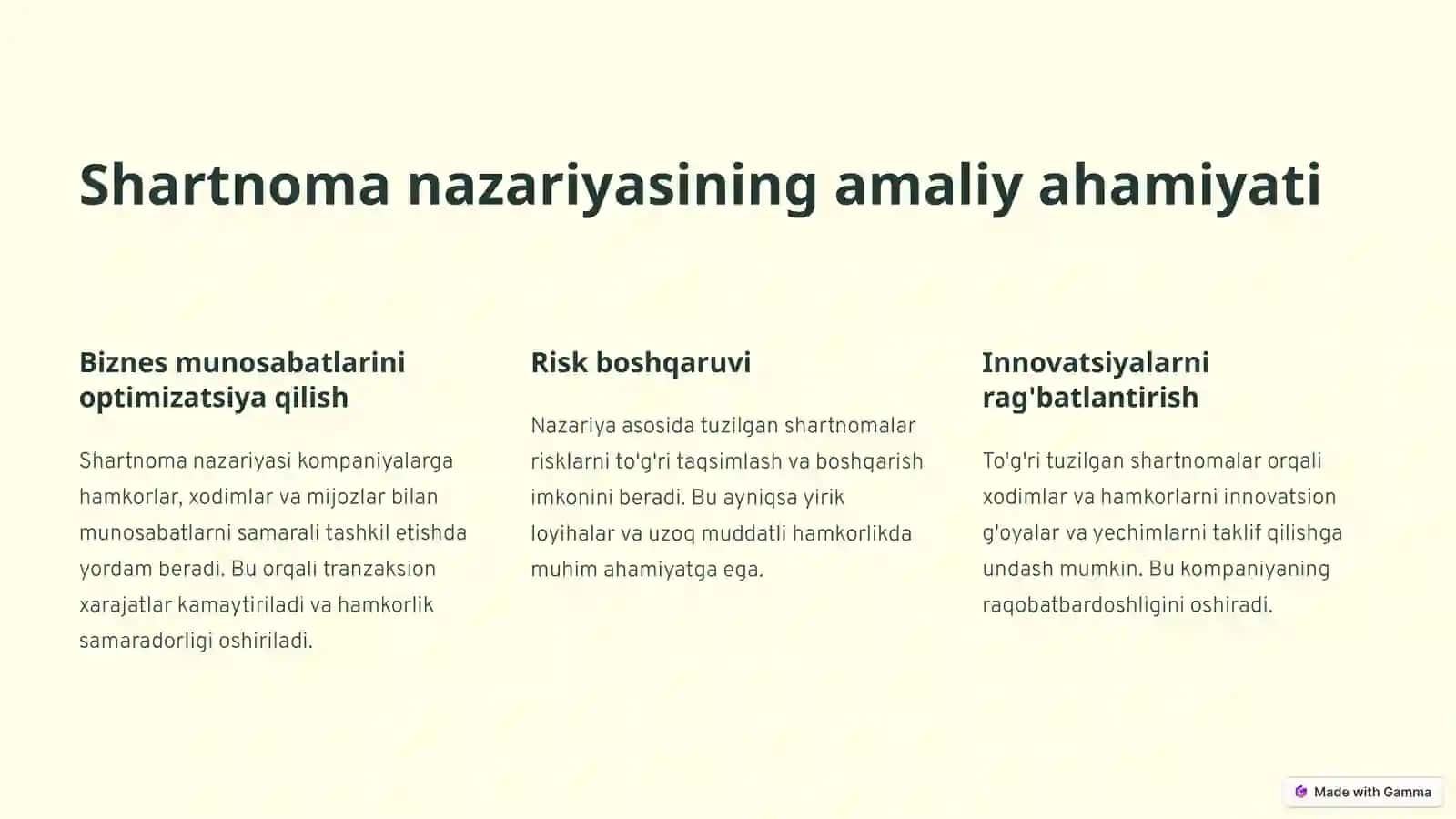 Mustaqil ta'lim Shartnoma nazariyasi va Tashkilotni 4