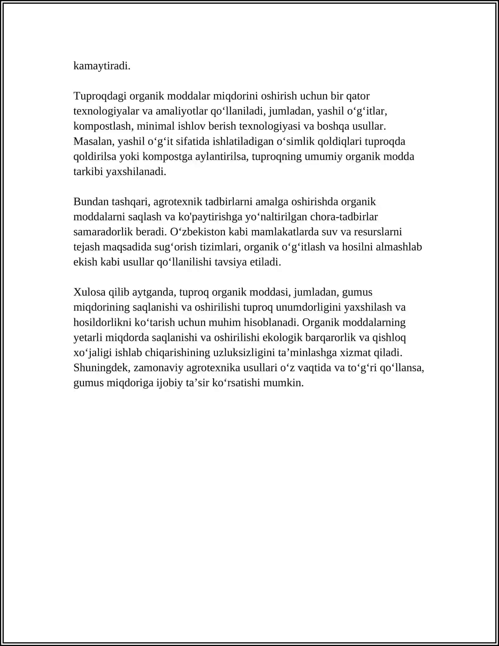 Tuproq unumdorligini tavsiflovchi asosiy ko‘rsatkichlar 4
