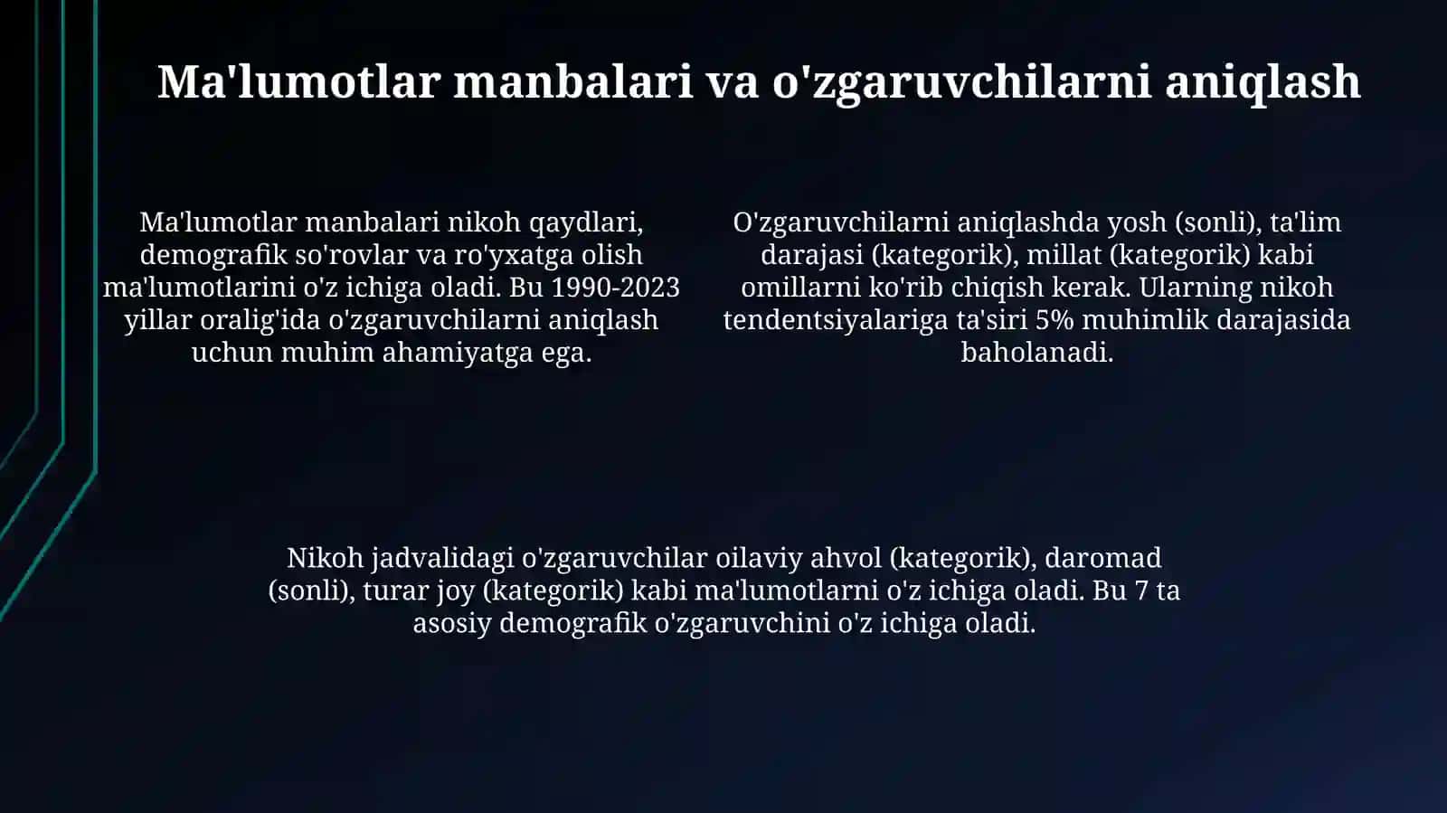 Nikoh jadvalini tuzish va uning tahlili 4