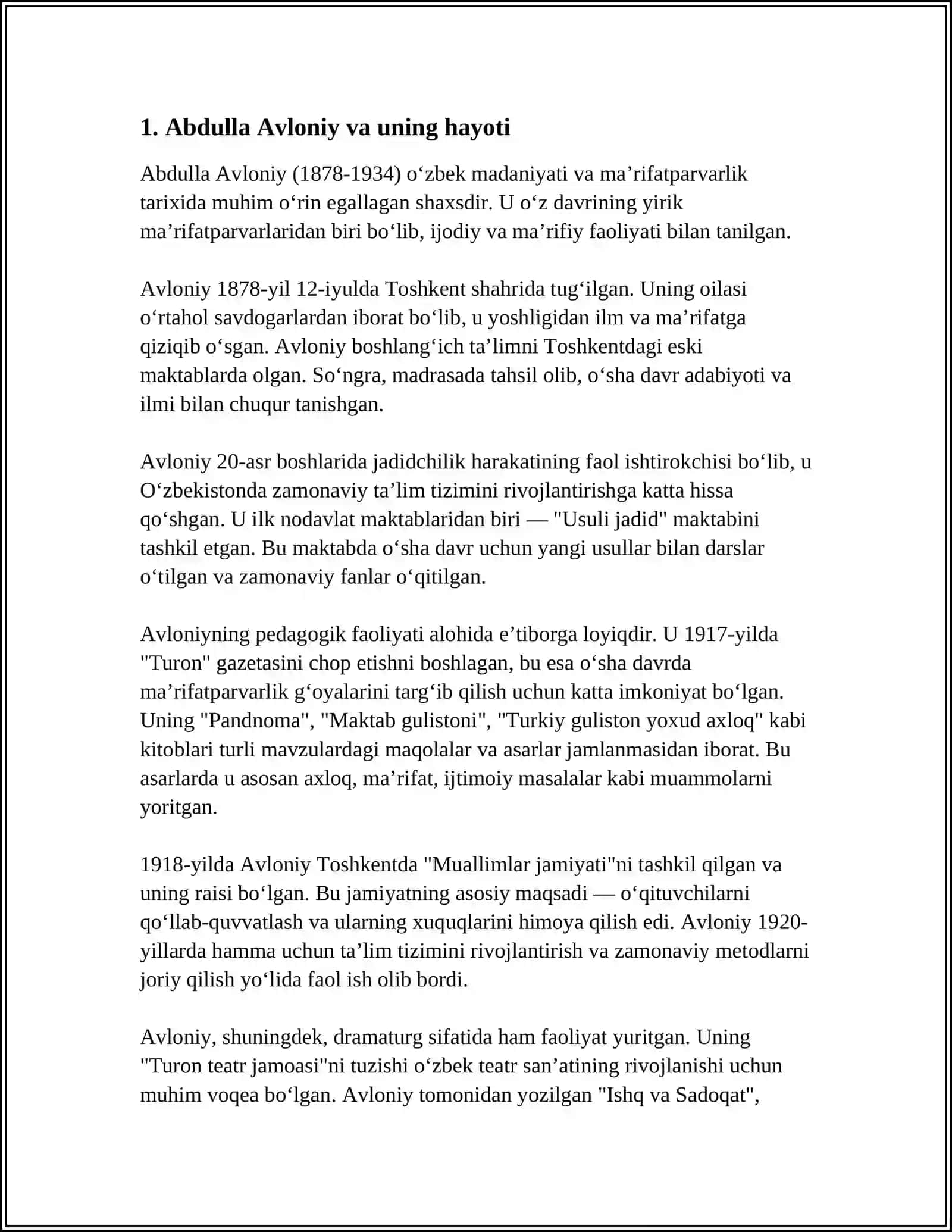 Abdulla Avloniynining Komil Inson Haqidagi Qarashlari Mavzusida Esse Tayyorlash 4