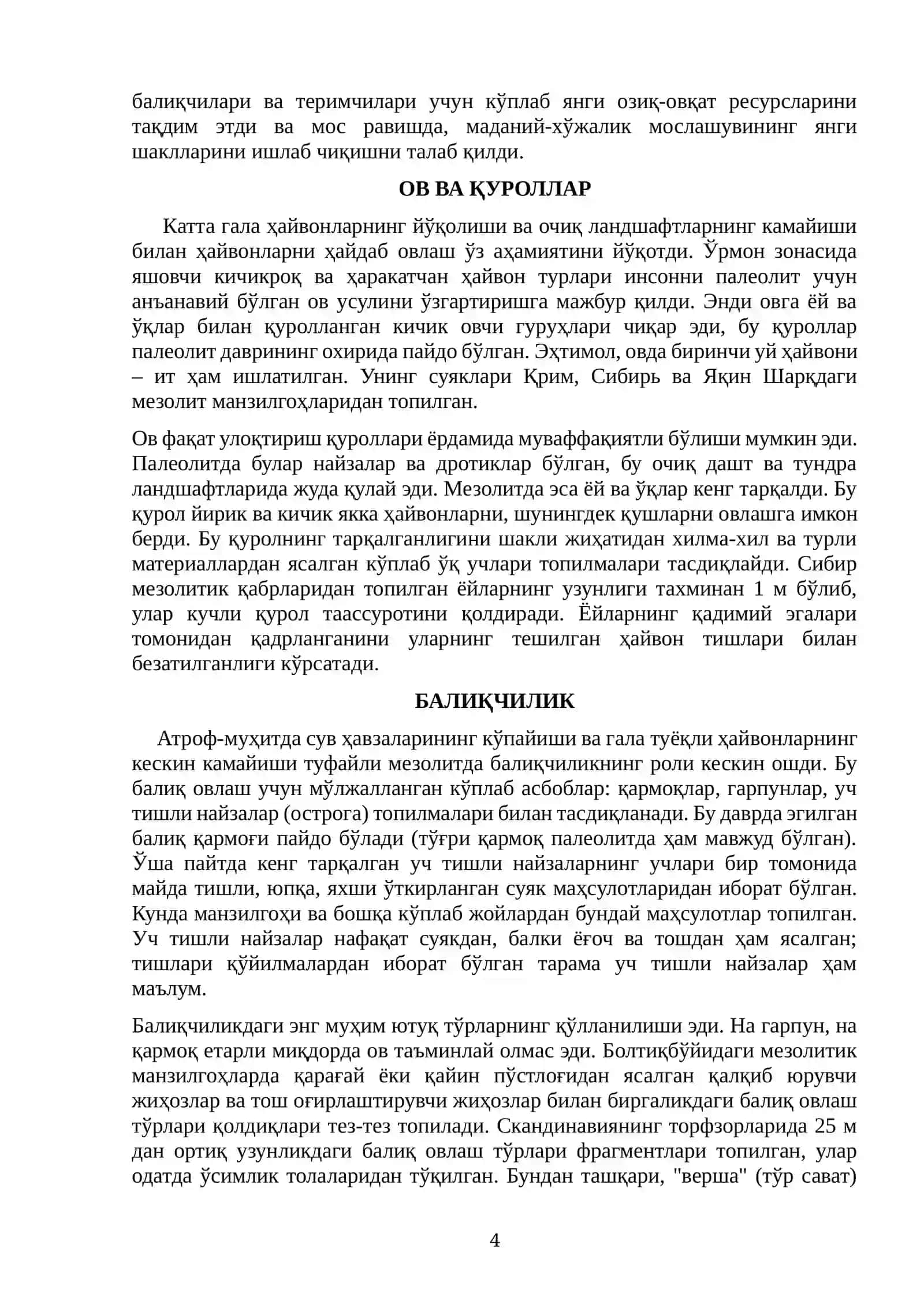 Мезолитнинг умумий тавсифи. Палеолитдан неолитга ўтиш даври 4