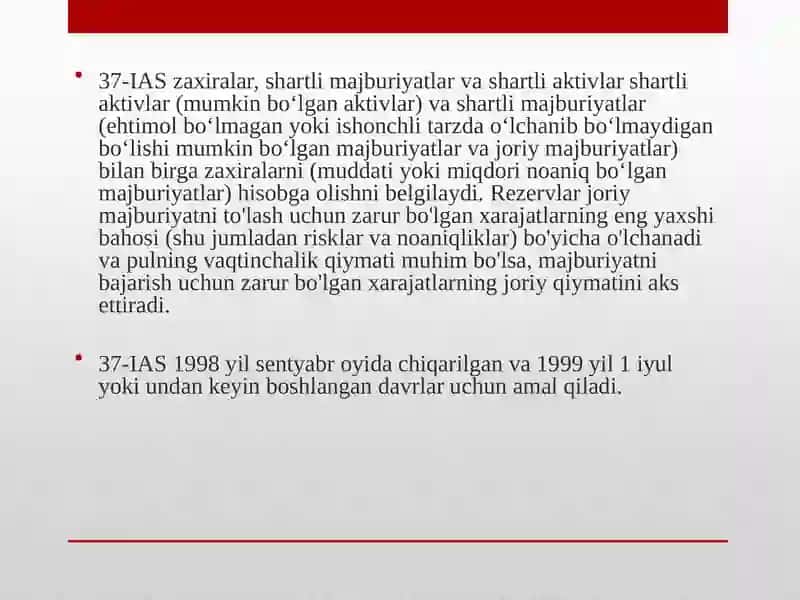 BHXS 37 "Rezervlar, shartli majburiyatlar va shartli aktivlar" 4