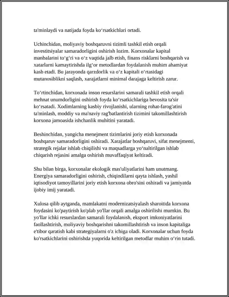 Korxona foydasining modernizatsiyasi 4